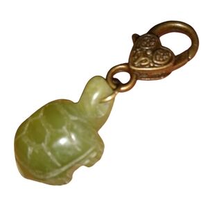 Carved Serpentine Jade Stone Turtle Pendant KATTA Purse Charm Green Gemstone